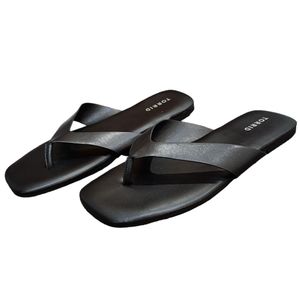 NWOT Torrid Faux Leather Square Toe Sandals Black Slip On Flat Shoes 10WW